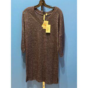 Cable & Gauge Womens Knit Tunic Dress Heathered Blue 3/4 Sleeves Small Soft